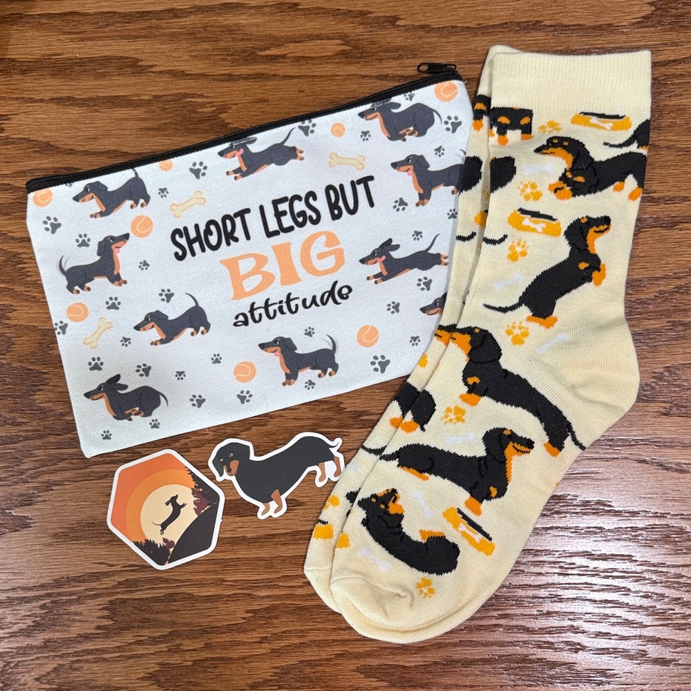 Dachshund Print Socks with Pouch